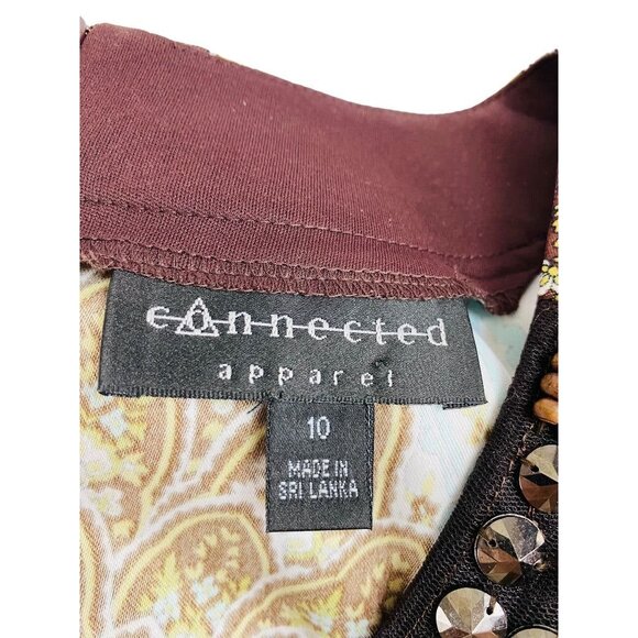 Size 10 Connected Apparel Women's Scoop Embellished Neckline Sheath Dress - Picture 15 of 16